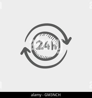 Skizzensymbol Covenience Service 24 Stunden Stock Vektor
