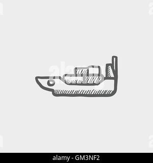 Frachtschiff mit Container Skizzensymbol Stock Vektor