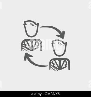 Zwei Männer in den Austausch von Skizze Pfeilsymbol Stock Vektor