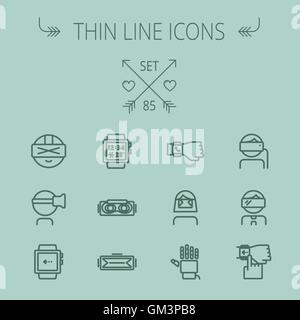 Technologie-dünne Linie-Icon-set Stock Vektor