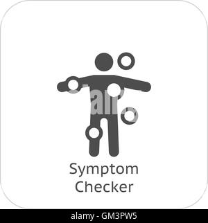 Symptom Checker und medizinische Leistungen-Symbol. Flaches Design. Stock Vektor