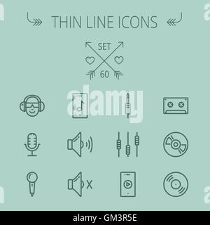 Musik und Unterhaltung dünne Linie-Icon-set Stock Vektor