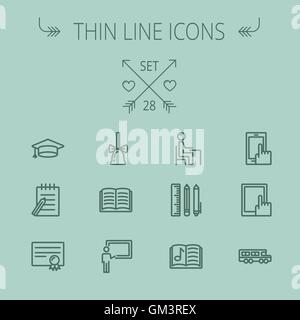 Bildung-dünne Linie-Icon-set Stock Vektor