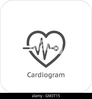 EKG und medizinische Leistungen-Symbol. Flaches Design. Stock Vektor