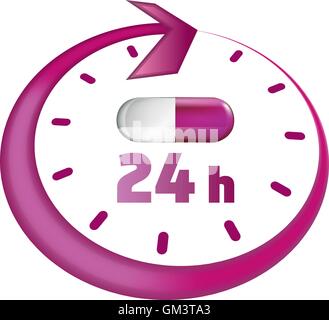 Rund um die Uhr nehmen Sie Drogen Vektor icon Stock Vektor