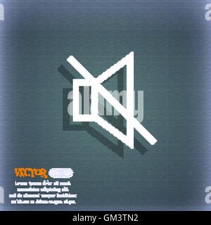 ohne Ton stumm Symbol Symbol auf dem blau-grünen abstrakten Hintergrund mit Schatten und Platz für Ihren Text. Vektor Stock Vektor