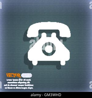 Retro-Telefon Mobilteil Symbol-Symbol auf dem blau-grünen abstrakten Hintergrund mit Schatten und Platz für Ihren Text. Vektor Stock Vektor