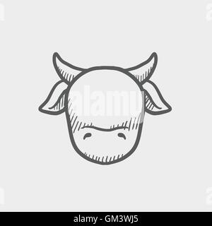 Kuh Kopf Skizzensymbol Stock Vektor