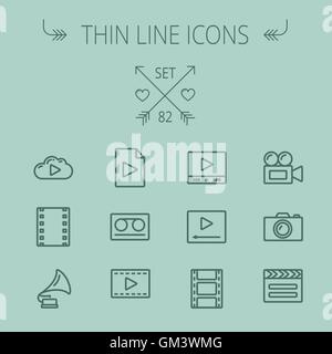 Mutimedia-dünne Linie-Icon-set Stock Vektor