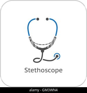 Stethoskop und medizinische Leistungen-Symbol. Flaches Design. Stock Vektor