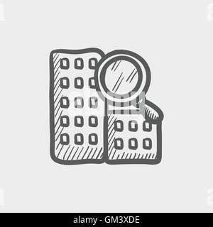 Suche Gebäude Skizzensymbol Stock Vektor