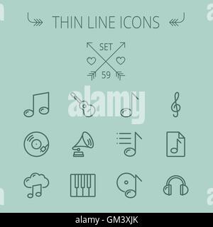 Musik und Unterhaltung dünne Linie-Icon-set Stock Vektor