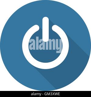 Power-Zeichen-Symbol. Flaches Design. Lange Schatten. Stock Vektor