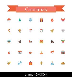 Flache Weihnachts-Icons Stock Vektor