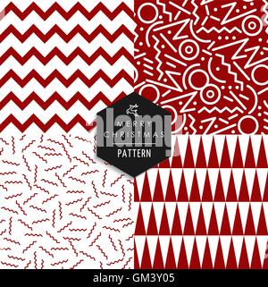 Frohe Weihnachten 80er Jahre Vintage Musterdesign Satz Stock Vektor