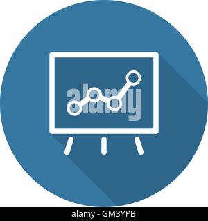 Business Flipchart flache Icon mit langen Schatten. Stock Vektor