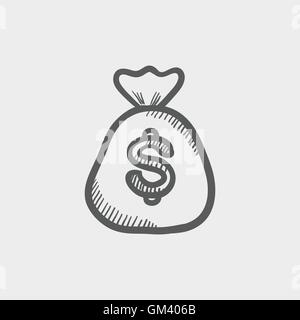 Skizzensymbol Geld Tasche Stock Vektor