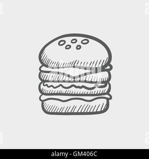 Doppel-Burger Skizzensymbol Stock Vektor