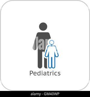 Kinderheilkunde und medizinische Leistungen-Symbol. Flaches Design. Stock Vektor