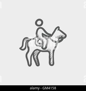 Pferd Reiten Skizzensymbol Stock Vektor