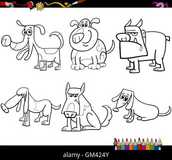 Hunde set Cartoon Malvorlagen Stock Vektor