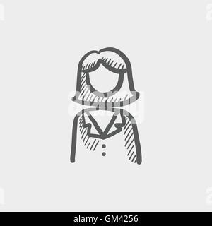 Ärztin Skizziersymbol Stock Vektor