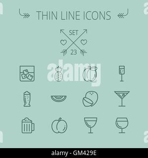 Essen-dünne Linie-Icon-set Stock Vektor