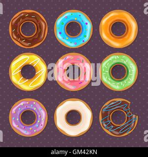 Süße bunte Donuts set Stock Vektor