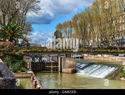 Der Canal De La Robine in Narbonne Stadt Stockfoto