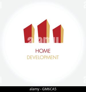 Abstrakte Konstruktion oder Immobilien-Firma-Logo-Design. Vektor Icon mit Gebäuden und Häusern Stock Vektor