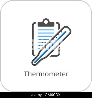 Thermometer und medizinische Leistungen-Symbol. Flaches Design. Stock Vektor