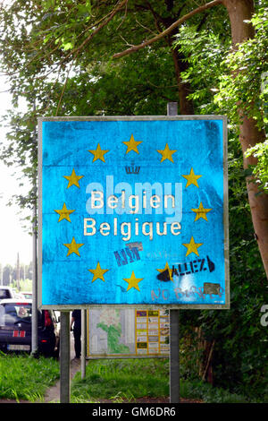 Grenze Zeichen, Belgien Stockfoto