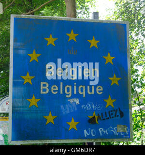 Grenze Zeichen, Belgien Stockfoto