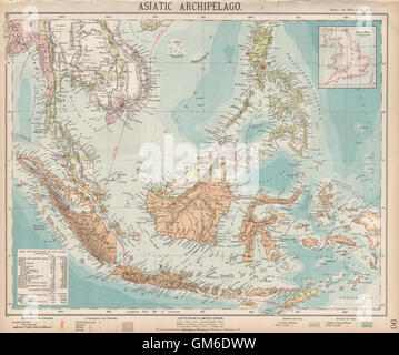 Asiatische Archipel. Niederländisch-Ostindien. Indochina Philippinen. LETTS, 1889-Karte Stockfoto