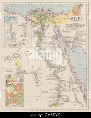 Ägypten. Nil Senke. Suez-Kanal. Im Roten Meer. "Sherm" / Sharm el-Sheikh. LETTS 1889 Karte Stockfoto