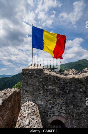 Poenari Burg Poenari Zitadelle fordert auch Plateau des Mount Cetatea, Rumänien, einer der wichtigsten Festung von Vlad III Pfähler Stockfoto