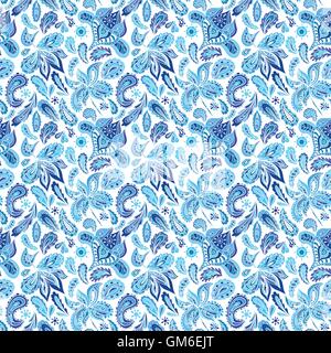 Blaue ethnischen Paisley-Ornament-Muster Stock Vektor