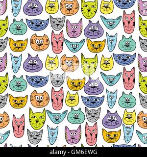 Bunte süße Katze Muster Stock Vektor