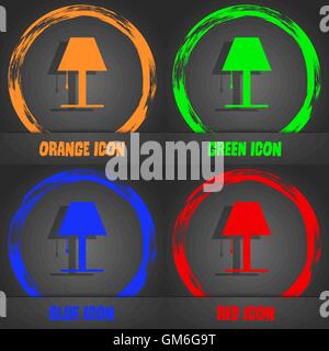 Lampe-Symbol Zeichen. Moderne stilvolle. In orange, grün, blau, rot-Design. Vektor Stock Vektor