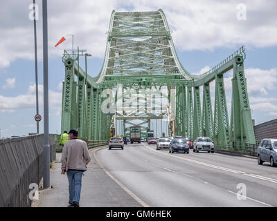 Runcorn Widnes Silver Jubilee Straßenbrücke. Stockfoto