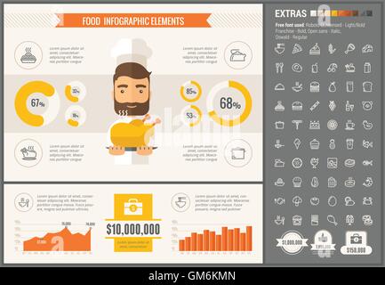 Essen flaches Design Infografik Vorlage Stock Vektor
