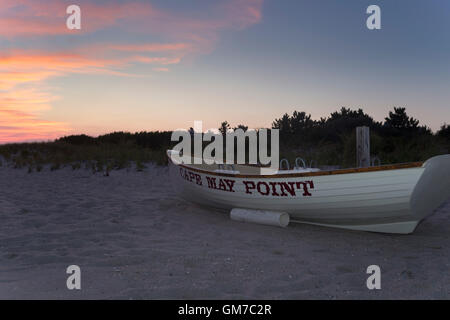 Cape May, New Jersey am Strand Sonnenuntergang Leuchtturm Stockfoto