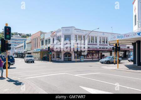 Hastings Street und zentralen Einkaufsviertel im Art-Deco-Stadt Napier in Neuseeland Stockfoto