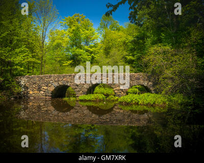 Brücke im Parc national du Mont-Saint-Bruno Stockfoto