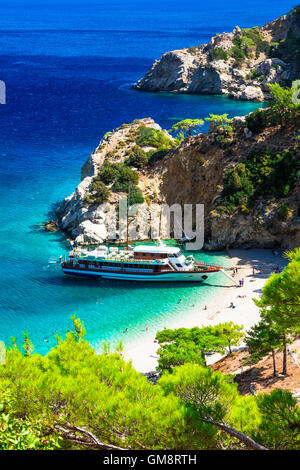 schönen malerischen Strand Apella. Insel Karpathos, Griechenland Stockfoto