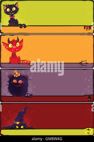 Halloween Monster Banner gesetzt. Stockfoto