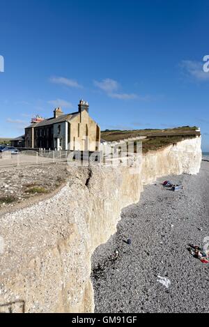 Küstenerosion an Birling Gap East Sussex England Großbritannien Stockfoto