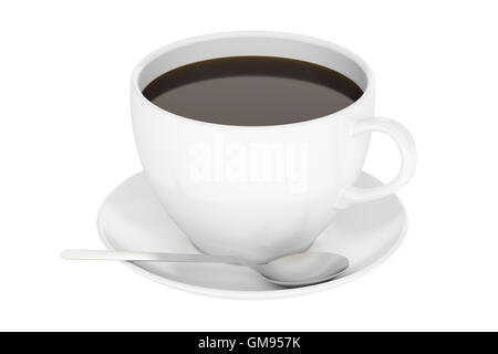 Tasse Kaffee, 3D Rendering isoliert auf weißem Hintergrund Stockfoto