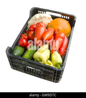 Mischung aus Gemüse in Kunststoff-Box. Stockfoto