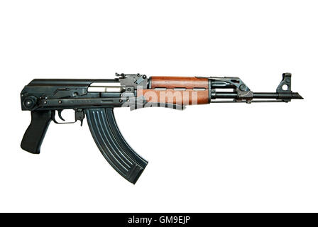 AK47 Kalaschnikow-Sturmgewehr AKMS, ausschneiden. Stockfoto